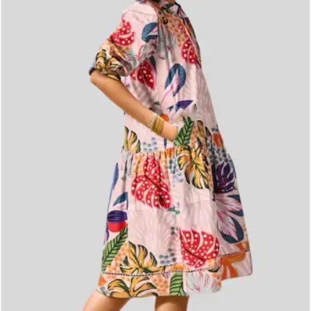 Maude Vivante Vanilla Forest Sasha Midi Dress Tropical Print Dress Size XS